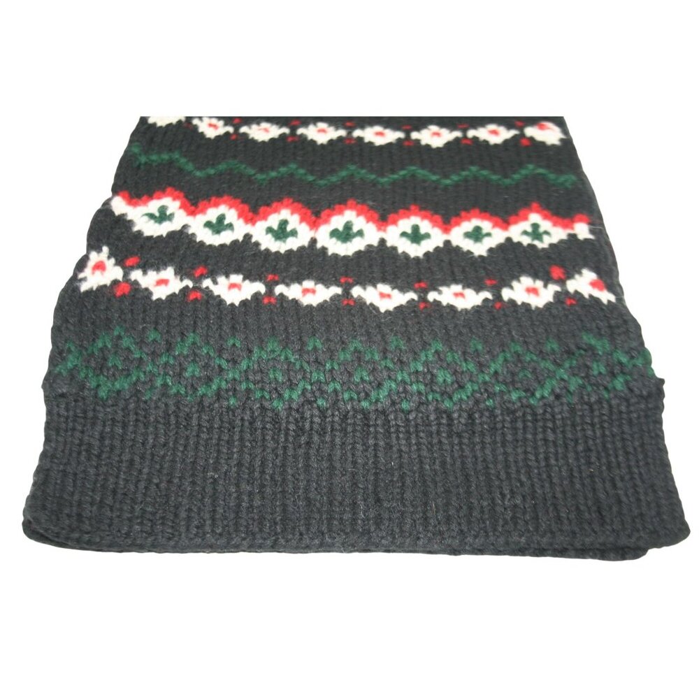 Ralph Lauren Rugby Scarf Wool Blend Snowflake Fair Isle Black Classic Preppy - Picture 3 of 7